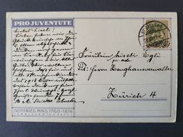 1917, Pro Juventute Karte von St.Gallen nach Zürich