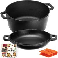 Dutch Oven Gusseisentopf Bräter Deckel als Pfanne nutzbar
