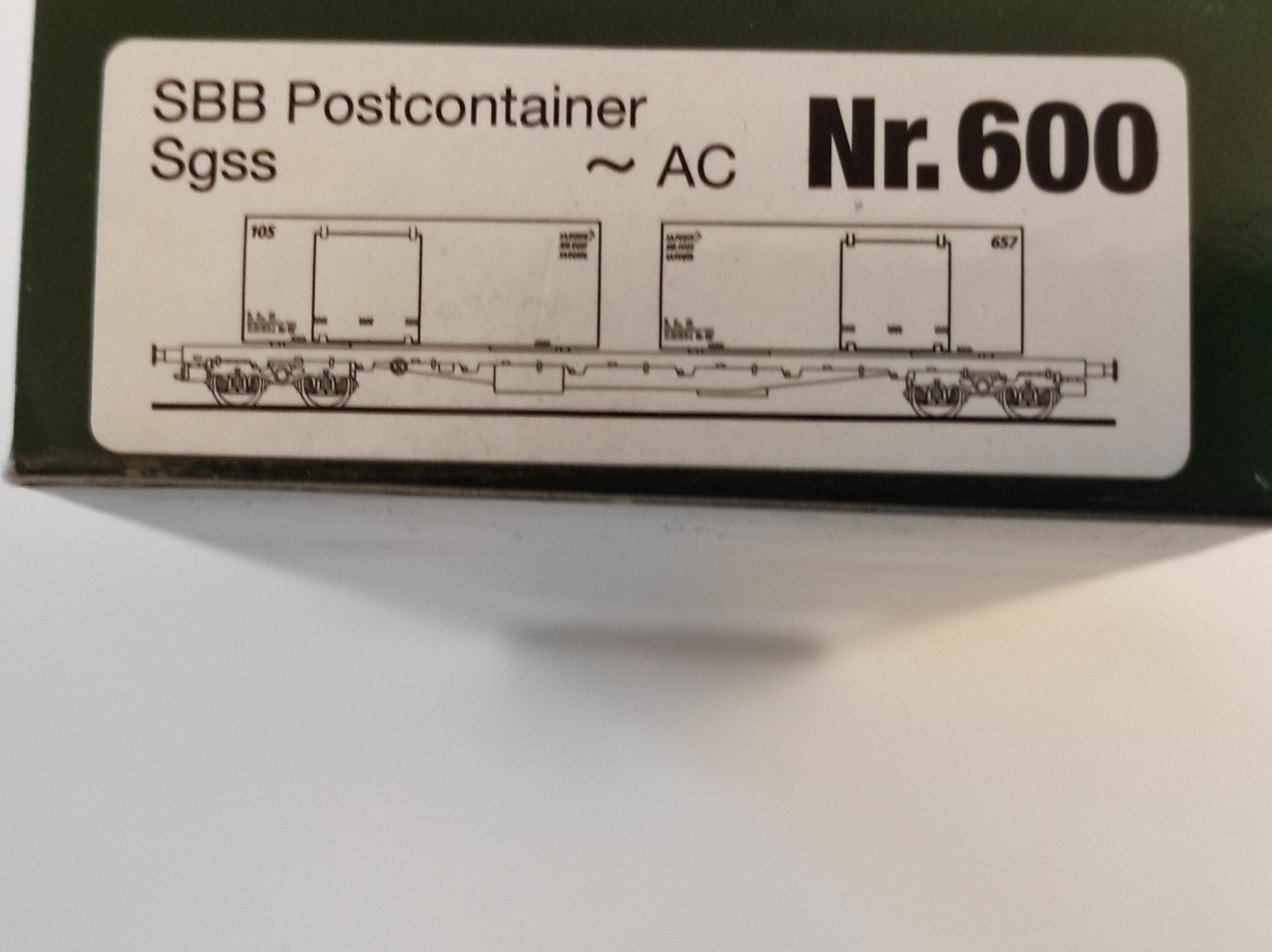 Hag Modellini di ferrovie: SBB Flachwagen Sgss mit 2 Postcontainer von Hag H0, WS – Nuovo e nell'imballaggio originale da La Chaux-de-Fonds venduto da Kat2019 4