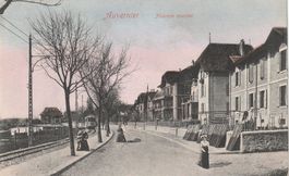 AK  Auvernier Nouveau quartier mit Tram und Leute  1909