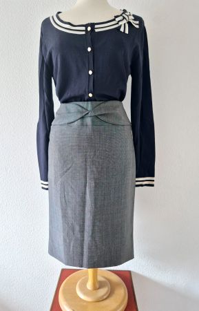 ESCADA ROCK JUPE BLEISTIFTROCK 36 S SILK TOP BLUSE TUNIKA
