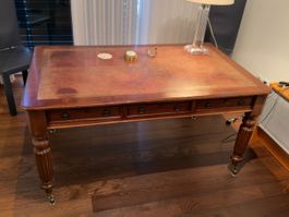 Viktorianischer Partner Writing Desk (Mahagoni, Leder)