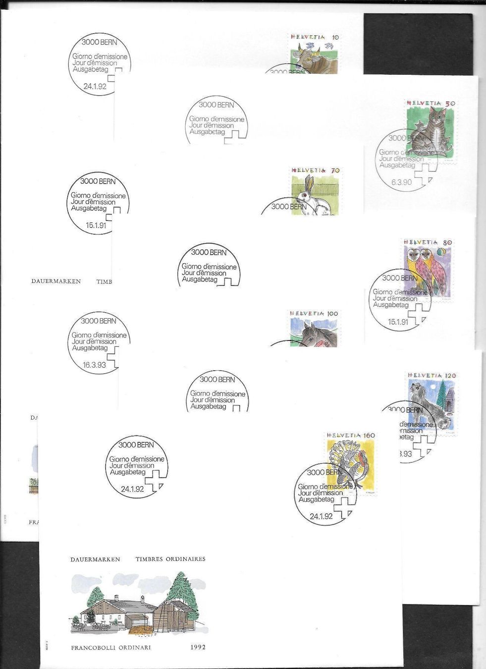 Tutti i francobolli: 7 FDC 789-795 Serie Einzelmarken ET 1990-93 – Nuovo (secondo la descrizione) da Olten venduto da clotaldi
