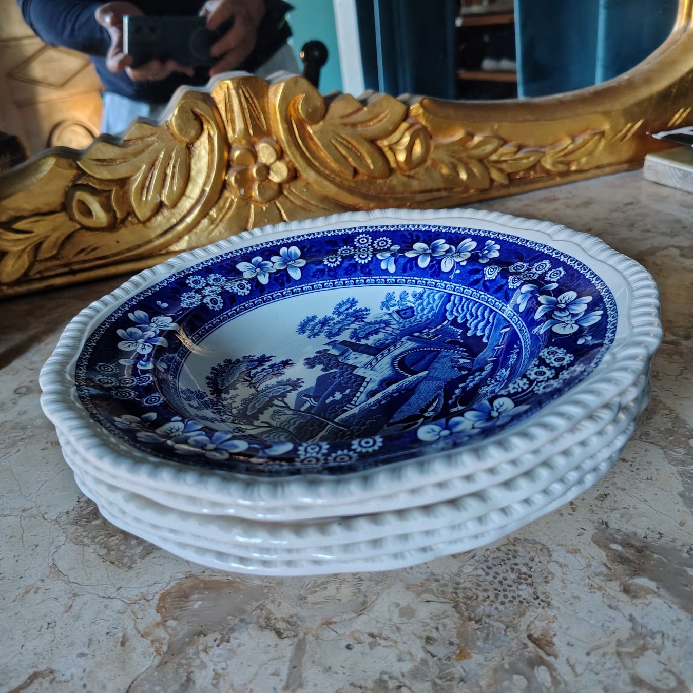Spode Piatti: Spodes Tower Blue, X5 Suppenteller, Durchmesser 23.5cm – Usato da Dietikon venduto da aberdeen30 7