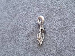 Silber Charm Blume mit Skelett Hand +Garantie
