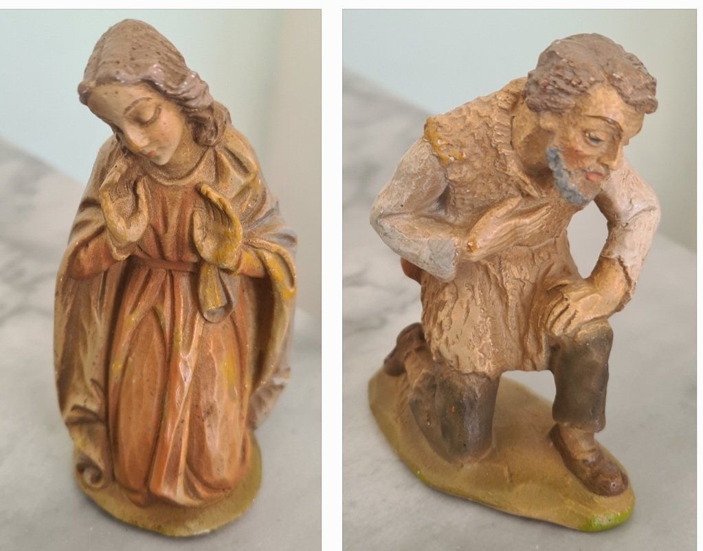 Statuette: 8 antike Krippenfiguren Stil Fontanini, um 1920 – Usato da Winterthur venduto da bibummi 2