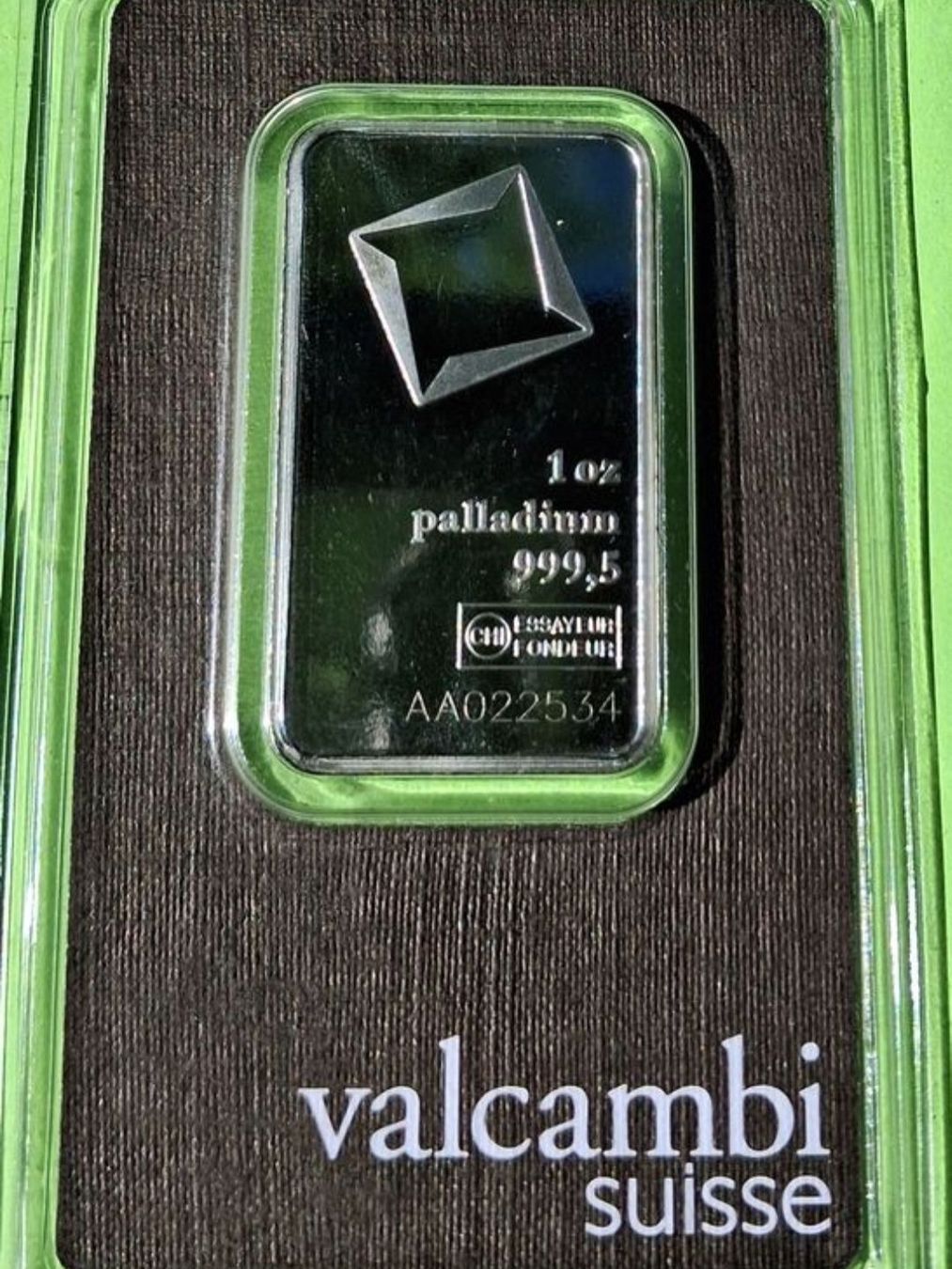 Valcambi Metalli preziosi: 31.1 Gramm Palladiumbarren – Nuovo e nell'imballaggio originale da Neuhausen am Rheinfall venduto da GoldboX-8