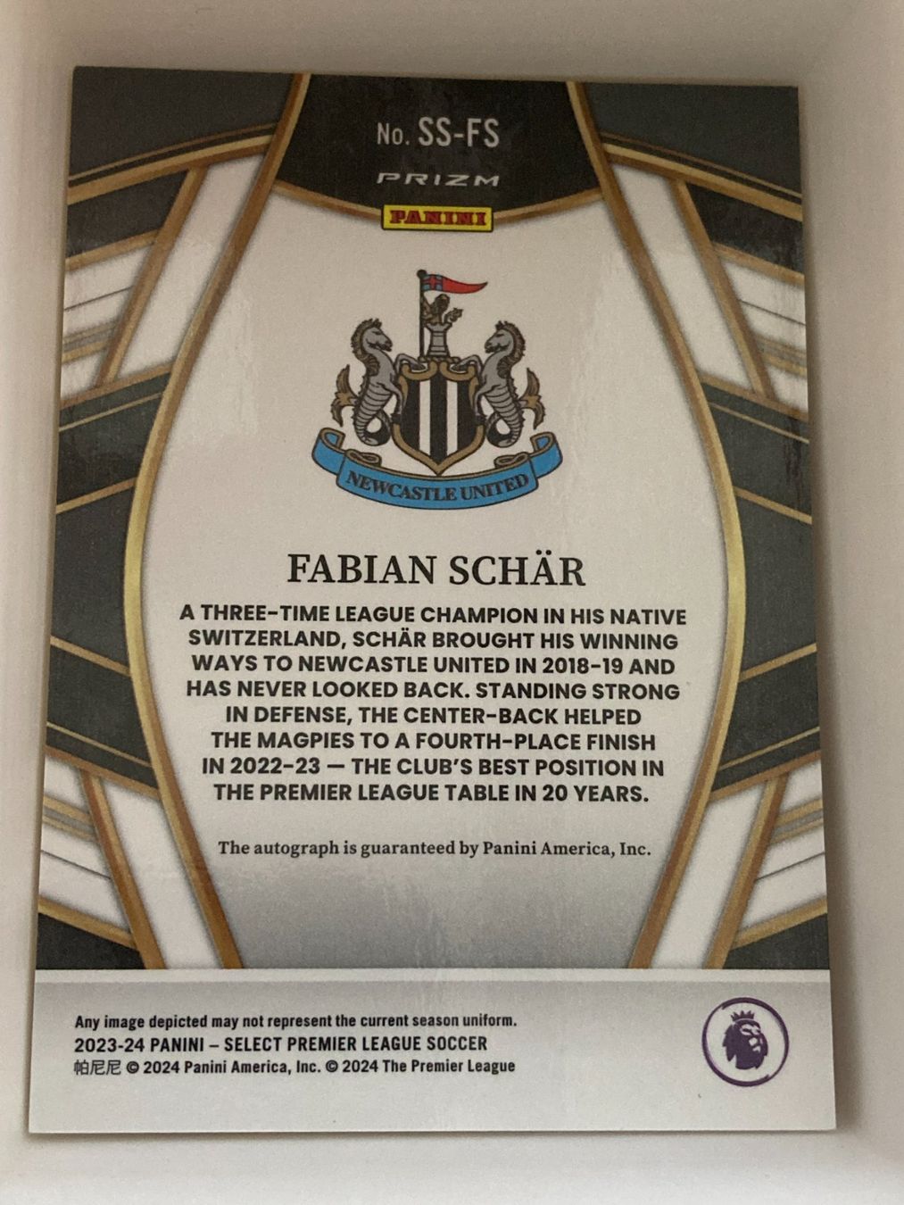 Panini Carte collezionabili: Panini Select EPL 2023-24 - Fabian Schär Auto – Usato da La Tour-de-Peilz venduto da Tyalos_Cards 1