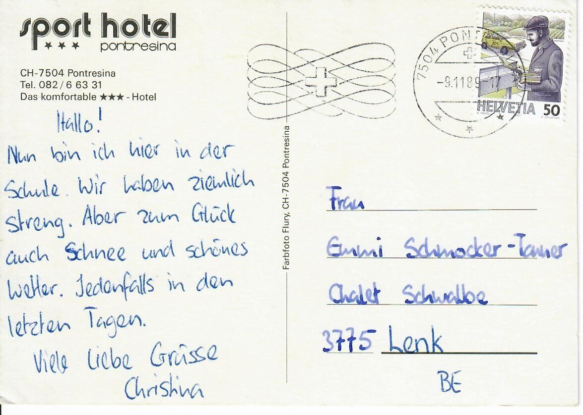 Cartoline postali: Sport Hotel Pontresina – Usato da Hochdorf venduto da Ziegel-16 1