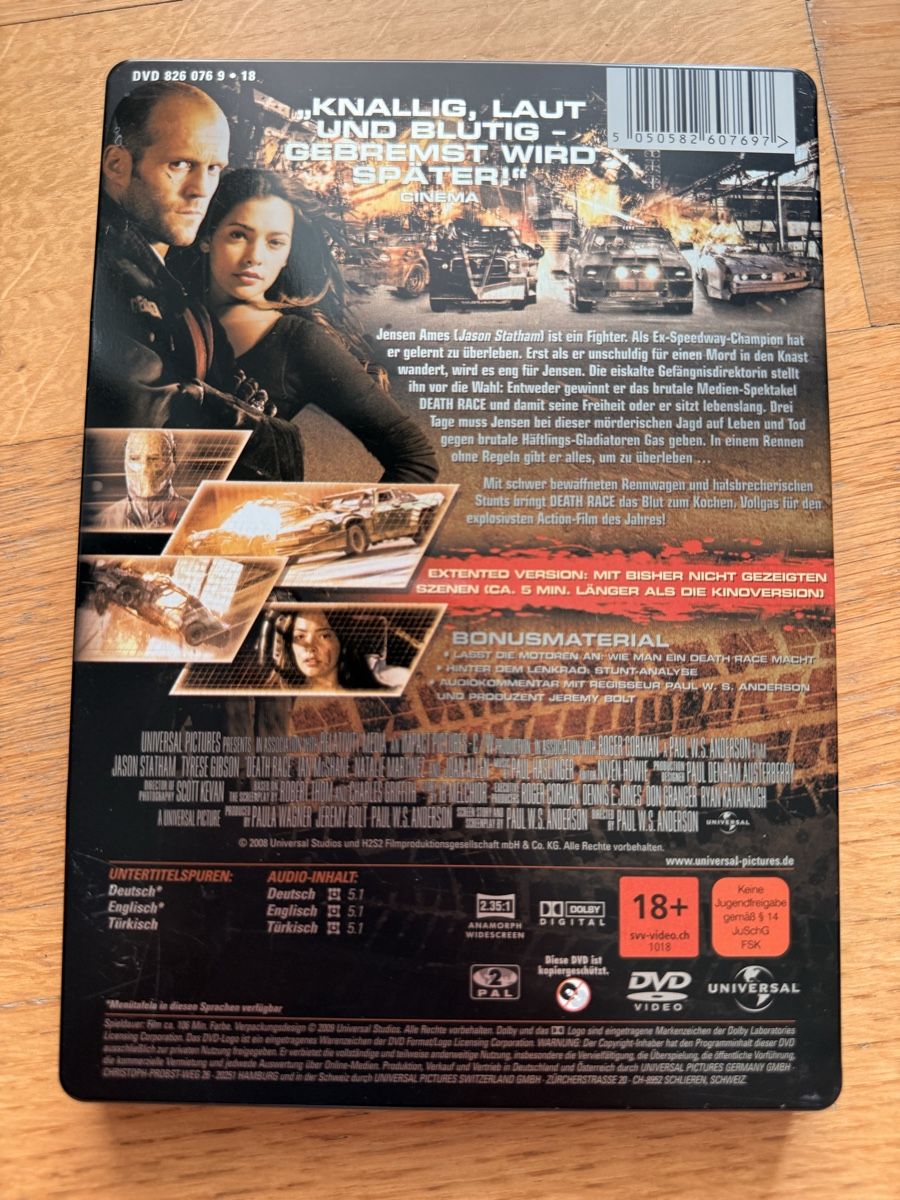 Alle DVDs: Death Race - Steelbook Extended Version DVD – Gebraucht aus Kölliken von nerdorado 1