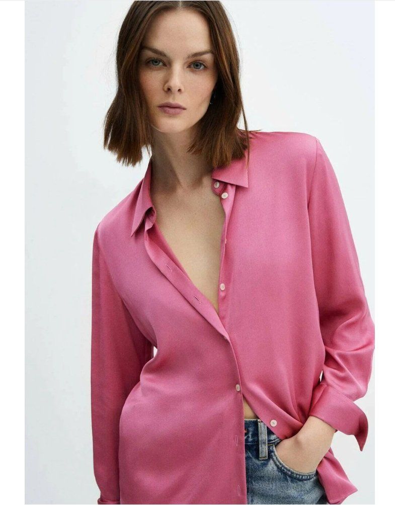 Mango Camicette: MANGO satiniertes Hemd Hemdbluse Bluse Gr.L (38-40) NEU – Nuovo e nell'imballaggio originale da Rotkreuz venduto da beltraum 3