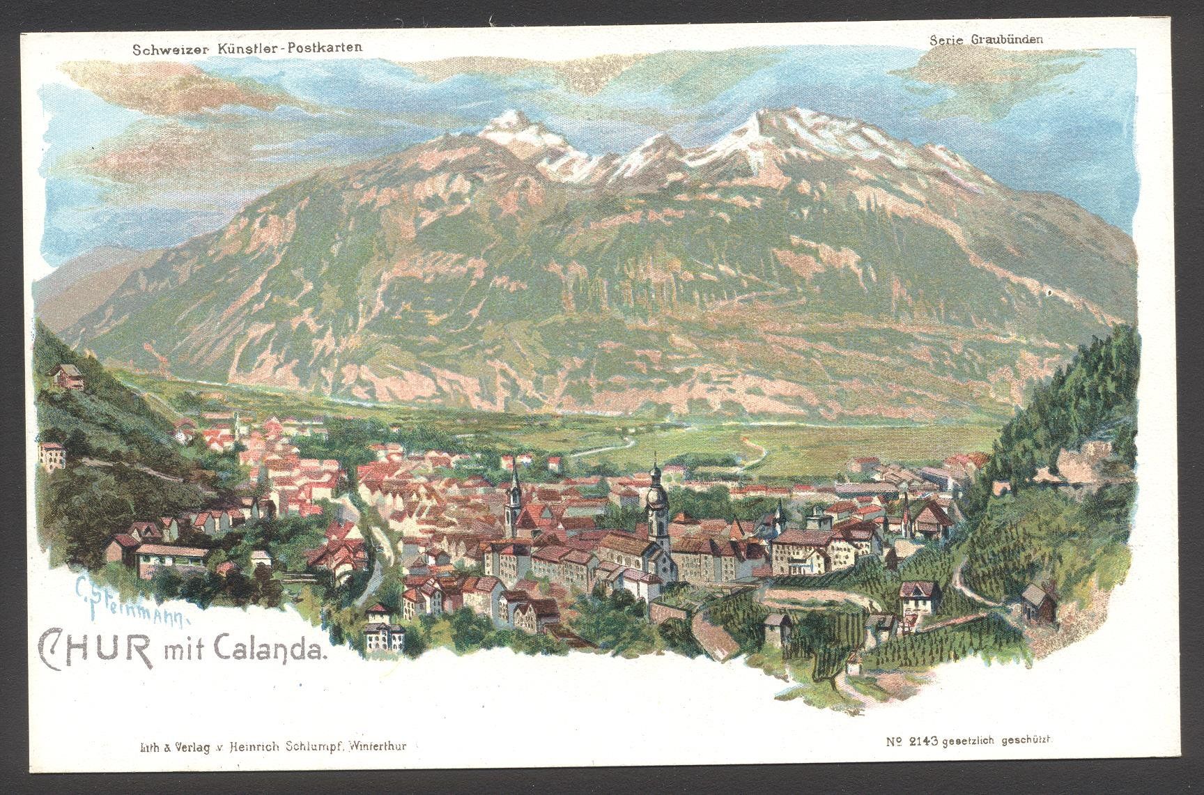 Cartoline postali: PK Chur mit Calanda * – Usato da Siebnen venduto da Fstaehli
