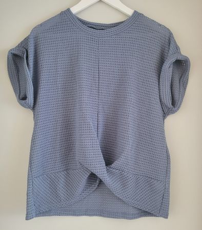 Damen T-Shirt grau/blau Grösse M Waffelpiqué Neu