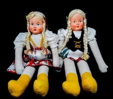 2 Stoffpuppen Polen Pologne 1920 -1930 poupée