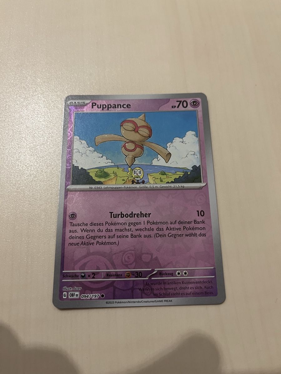 Pokémon Carte collezionabili: Puppance OBF 094 Reverse Holo DE – Nuovo (secondo la descrizione) da Aarburg venduto da Barnetta07