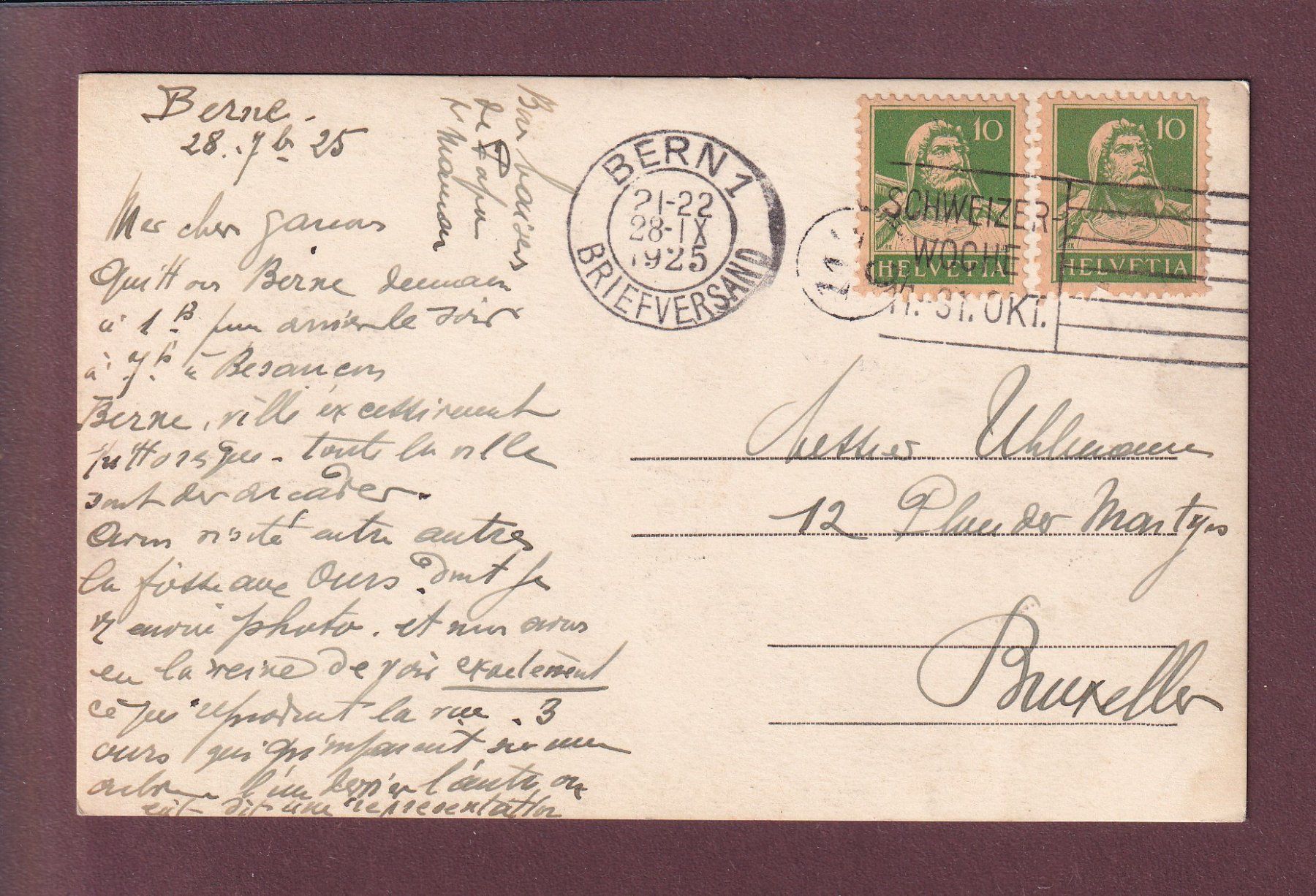 Cartoline postali: BERN - Bärengraben - 1925 – Usato da Pully venduto da nicecards 1