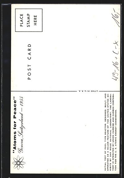 Cartes postales: Geneve, Atoms for Peace 1955, Initial Te – D'occasion à Berlin par bartko-reher 1
