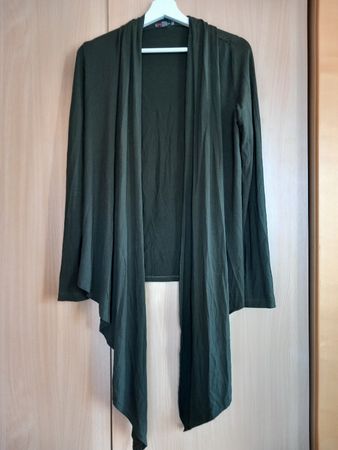 Cardigan drapé vert foncé en viscose