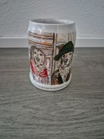 Vintage Bierkrug, Hunde Motiv, 1991, Winterdeko, Rarität