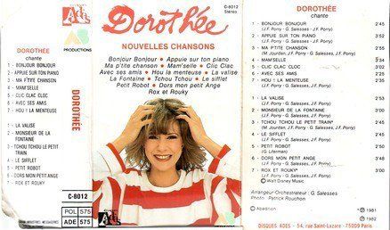 Musicassette: CASSETTE DOROTHEE - CHANSONS ENFANTS – Usato da PORRENTRTUY venduto da RABAIS_SPORT 1