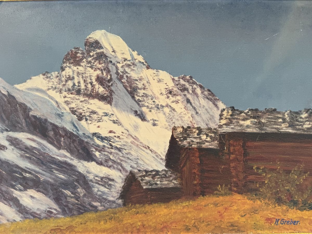 Gemälde: Prächtiges alpines Schweizer Ölgemälde, H. Greber – Gebraucht aus Rünenberg von Fendi02 3