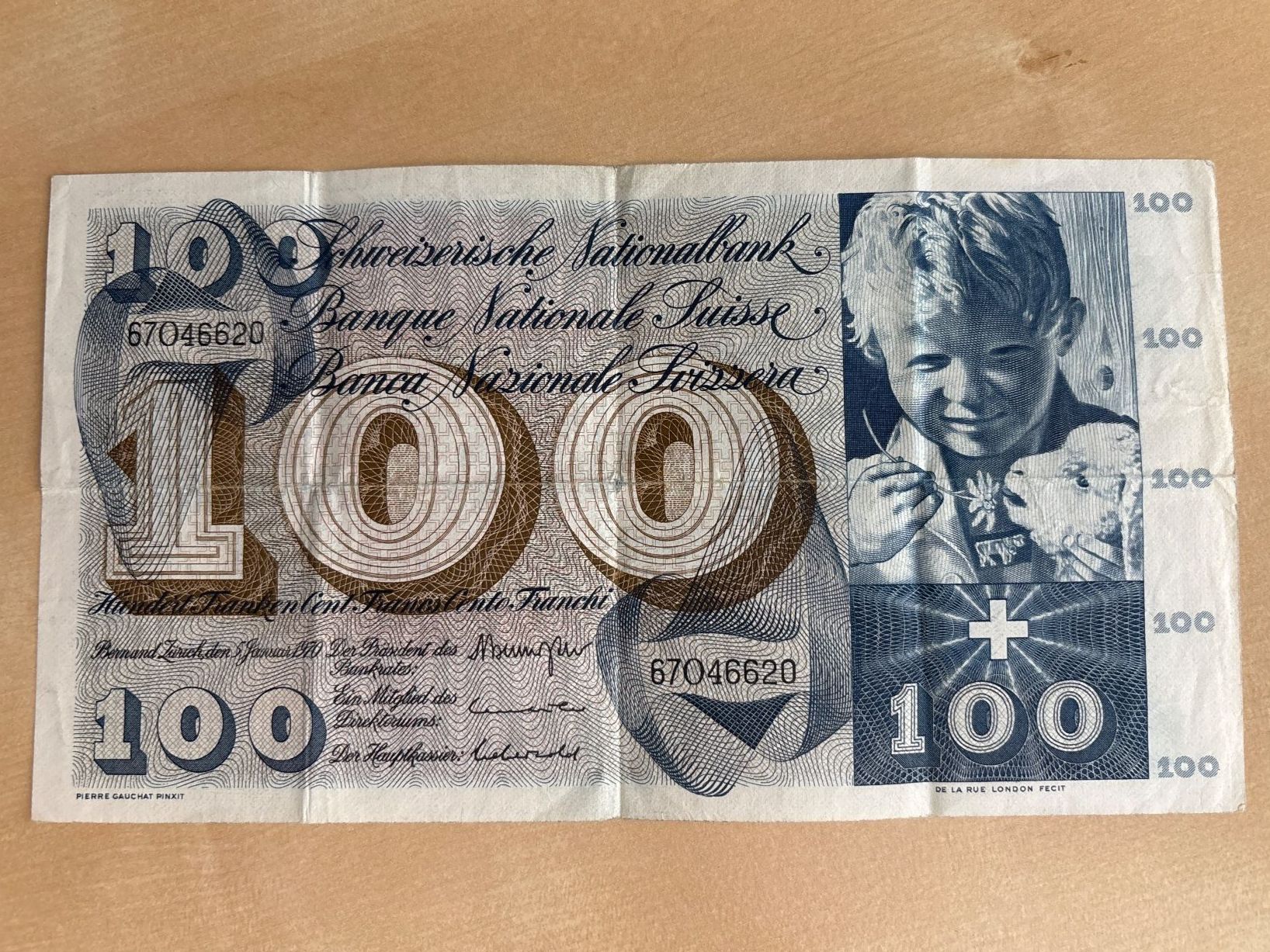 Banconote: Schweizer 100-Franken-Note – Usato da Hunzenschwil venduto da Respa