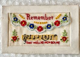 💚 ANTIKE SEIDENBESTICKTE KARTE 💚 REMEMBER
