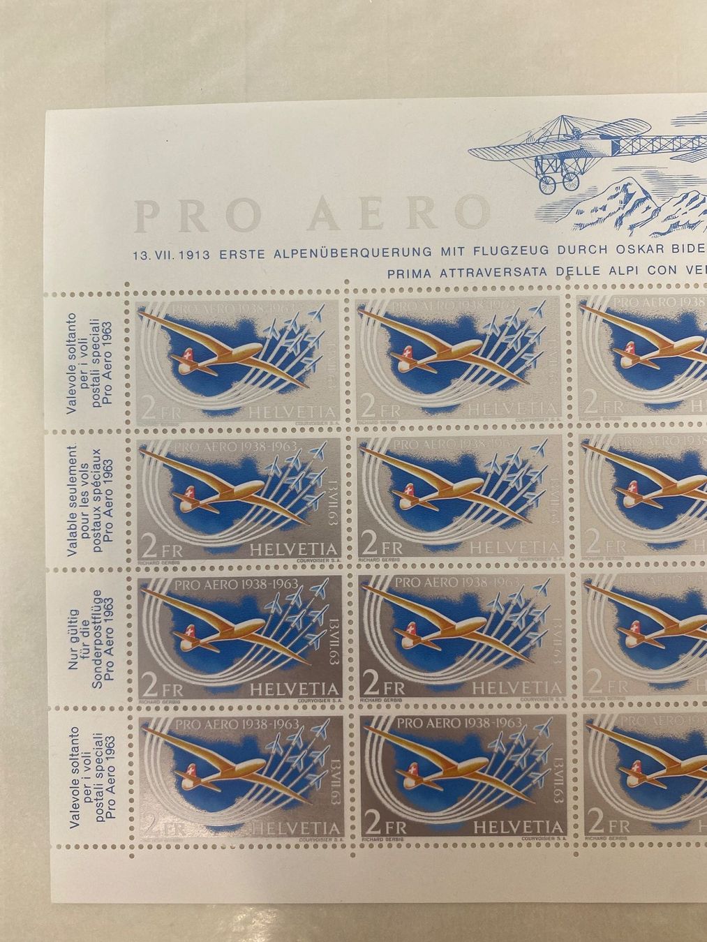 Tutti i francobolli: 40Fr Pro Aero Bogen 1963 postfrisch ungestempelt postfrisch – Nuovo (secondo la descrizione) da Wil SG venduto da Chefsugus 1