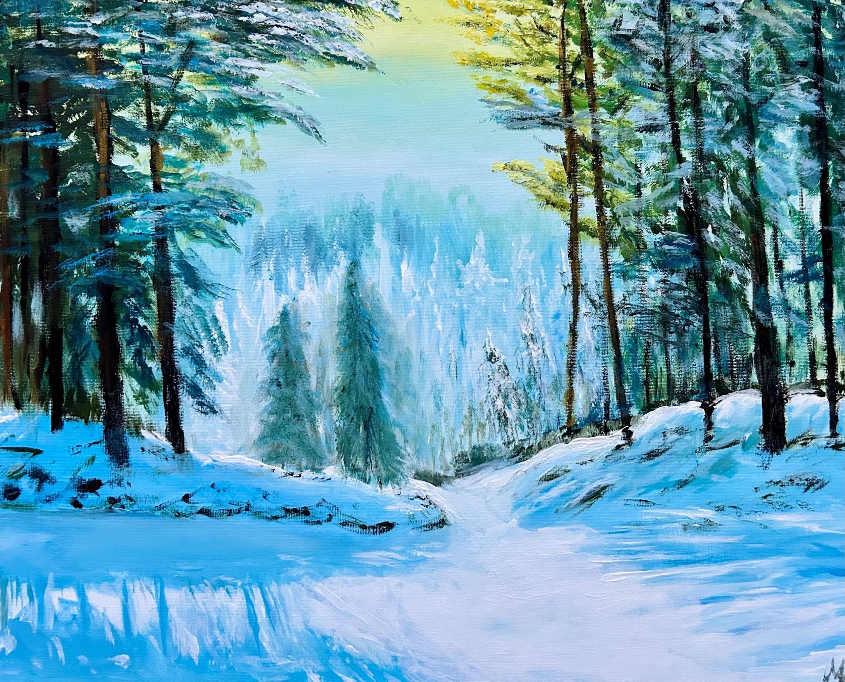 Gemälde: Winter Landschaft Gemälde 40x50cm – Neu und originalverpackt aus Pfäffikon SZ von Andrei_Moro_Kunst