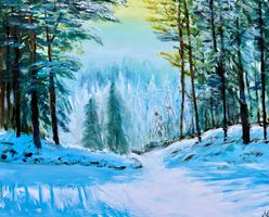 Winter Landschaft Gemälde 40x50cm