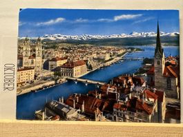 AK von Zürich mit Bergpanorama