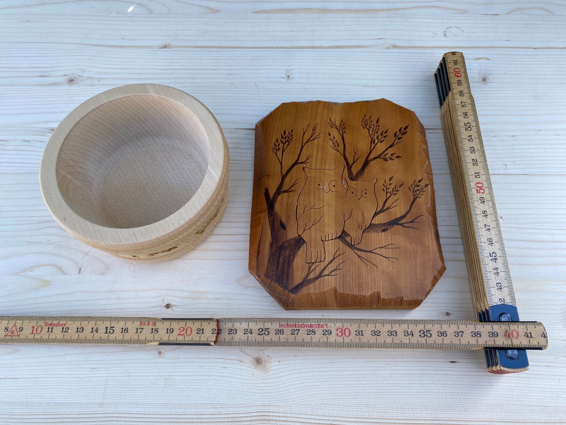 Campanacci mucche: schöne Wanddecko Eule und Zuckerdose aus Holz – Usato da Feldbach venduto da Olive1 9