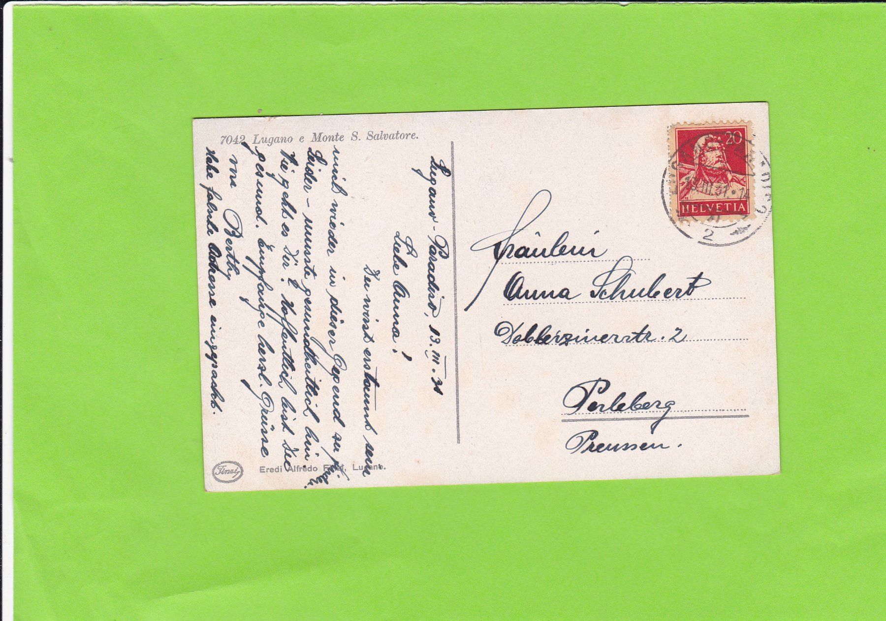 Cartoline postali: Lugano e Monte San Salvatore – Usato da St. Peterzell venduto da neckertal 1