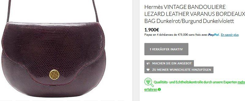 Hermès Borse da donna: Hermès Tasche Eidechsenleder / Sac cuir de lézard – Usato da Collonges venduto da Auganien 8
