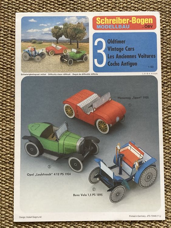 Schreiber Bogen Modellbau Karton Auto VW Käfer Benz Opel (Neu und ...