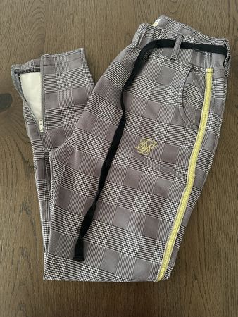Siksilk Stoffhose Gr. M Karohose Herrenhose schwarz weiss