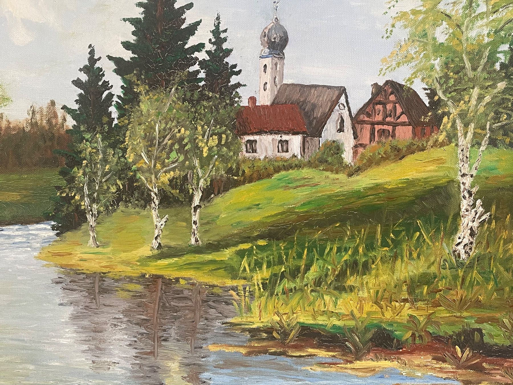 Dipinti: Gemälde "Landschaft mit See", prächtiger Rahmen !, 80x100cm – Usato da Romanshorn venduto da luxcollect 1