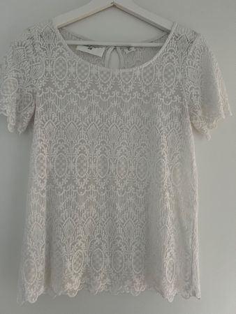 Damen Bluse H&M weiss mit Spitze Grösse 34 gebraucht