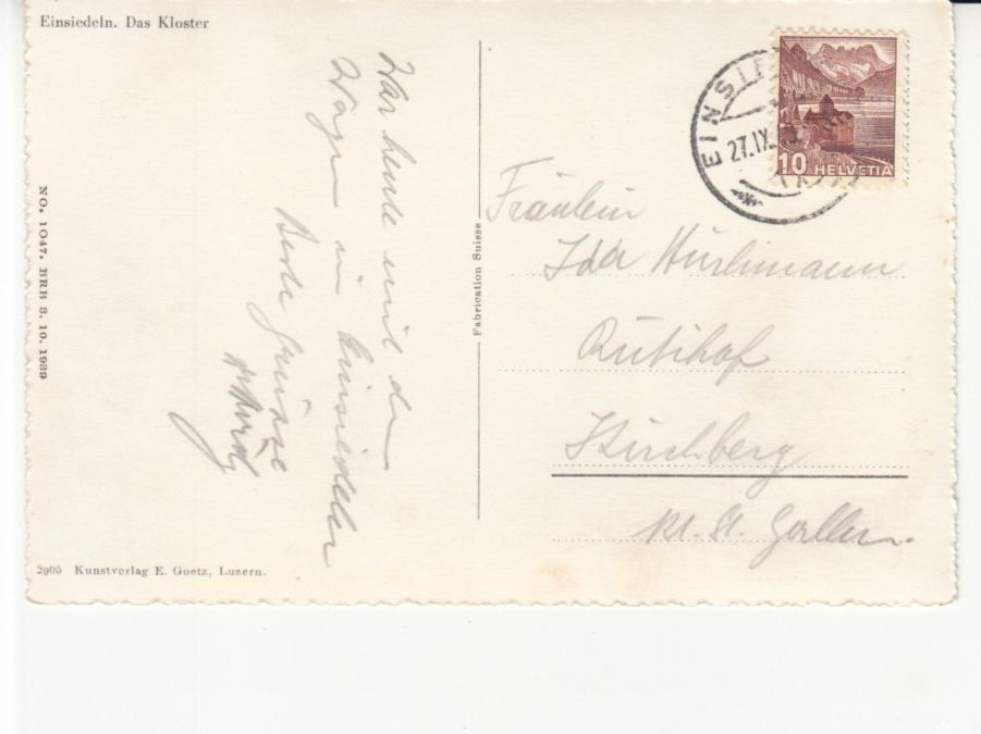 Cartoline postali: Einsiedeln 1940 – Usato da Bürglen TG venduto da StampGraf 1