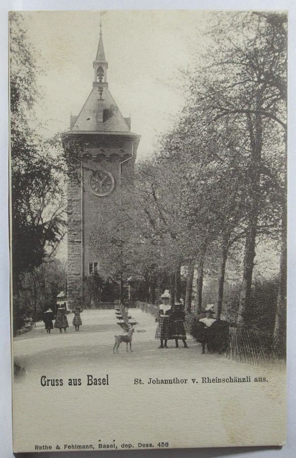Cartoline postali: Gruss aus Basel, St. Johanntor, belebt um 1900 – Usato da Frauenfeld venduto da POML