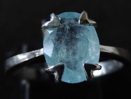 Aquamarin Silber 925 Fingerring Gr. 56