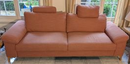 3er Sofa lachsfarbig 223cm lang