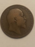 Alte 1907 Edward VII Britische Penny-Münze zu verkaufen