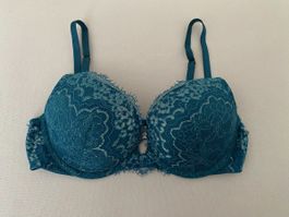 Victoria's Secret BH, Gr. 32C / C70, Push-up, Türkis, Spitze