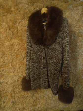 Calvin Klein Cardigan Pelz Fuchs 42 Strickjacke