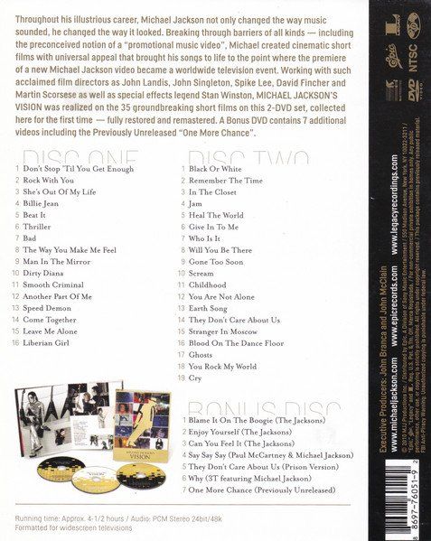 Tutti i DVDs: Jackson Michael: Vision - 3 DVD – Nuovo (secondo la descrizione) da Steinhausen venduto da Vilivinili 1
