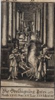 Orig. Kupferstich 1759 - Verleugnung Petri, Joh. Ammann