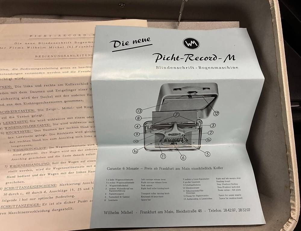 Macchine da scrivere: Blindenschrift Schreibmaschine Picht Record M – Usato da Buus venduto da Frodo24 1
