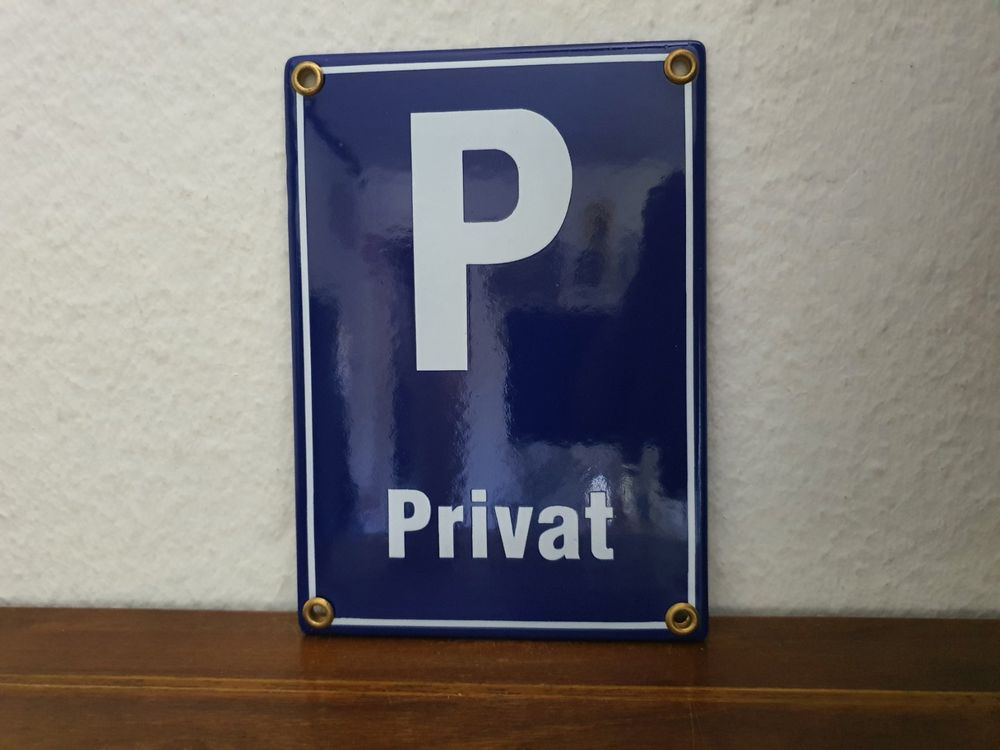 Emailschild Privat Parkplatz Logo Emaille Schild Retro Deko