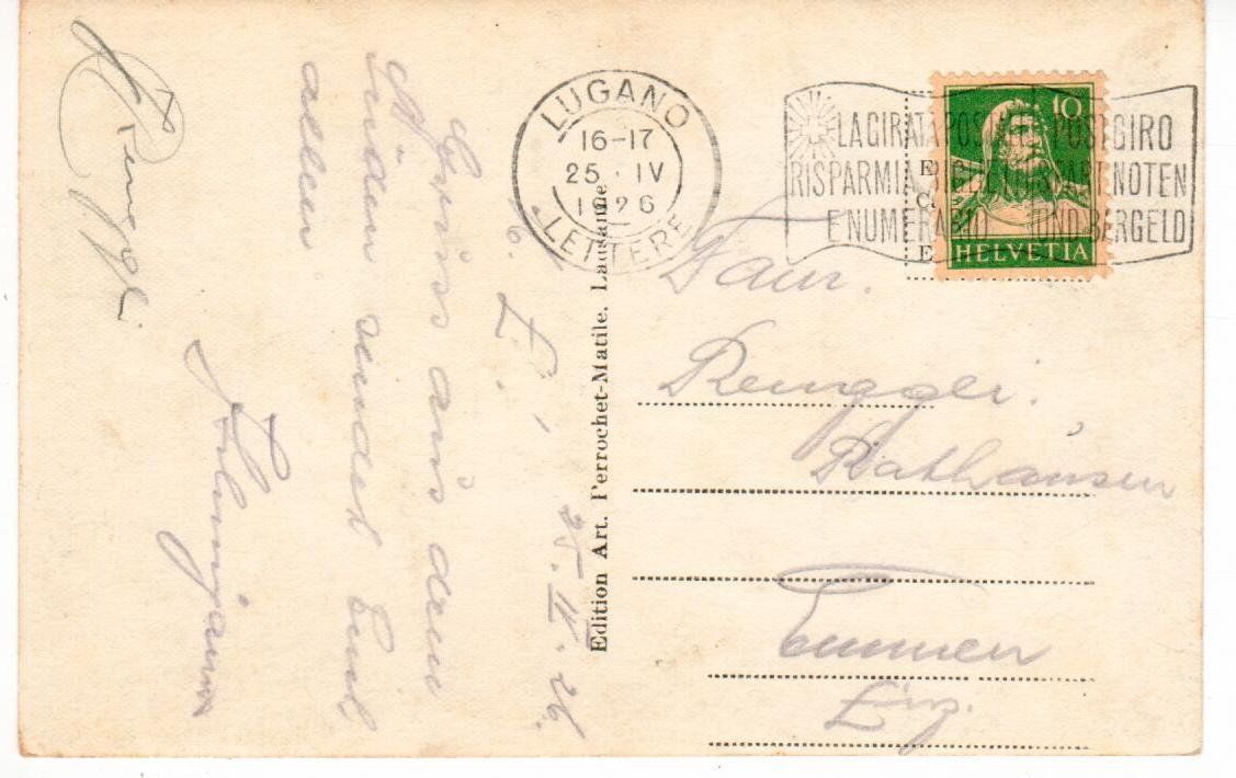 Ansichtskarten: Campione 1926 – Gebraucht aus Wolhusen von Curver9 1